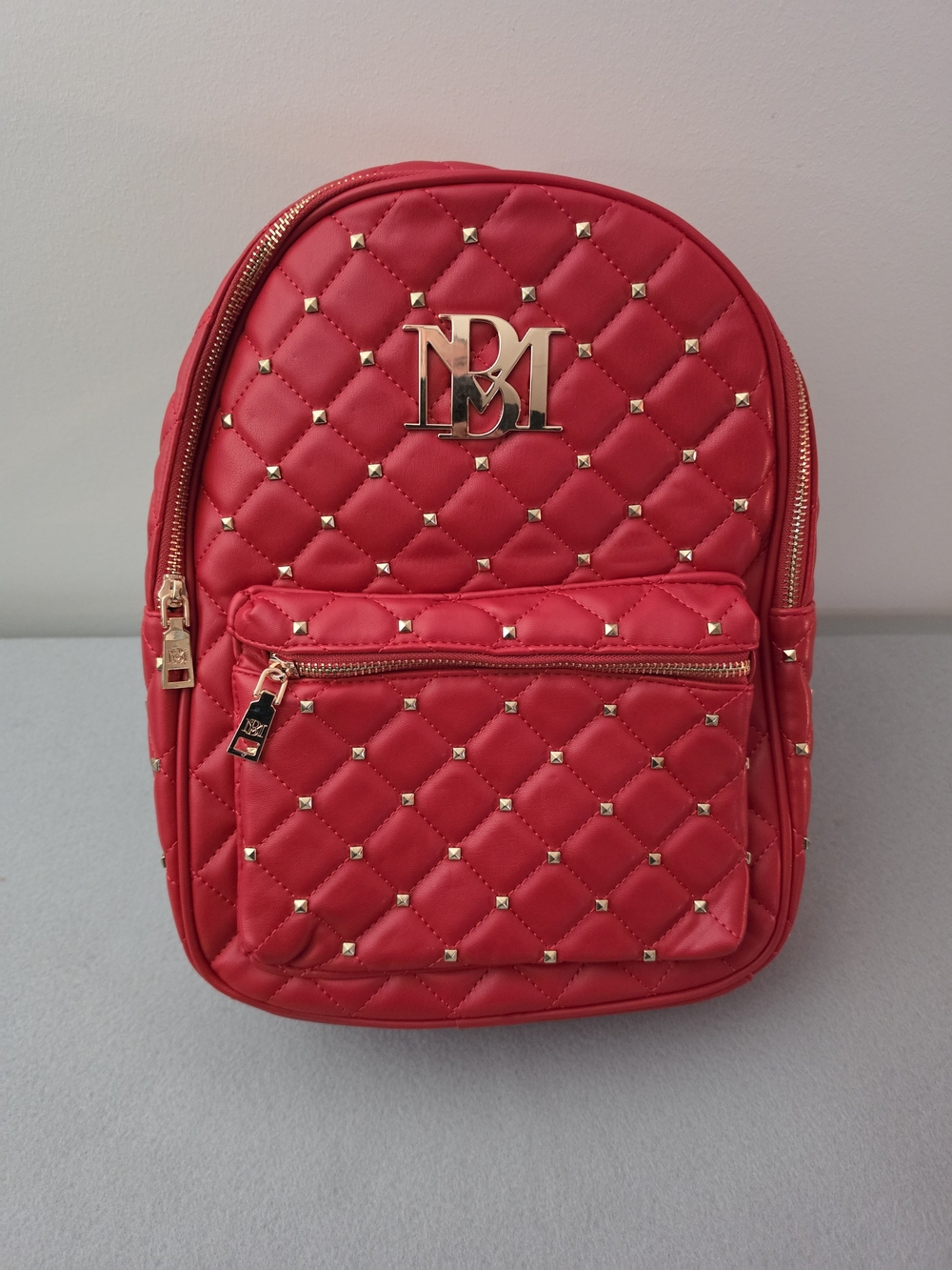 NWT Vegan Leather Red Quilted Stud Backpack by Badgley Mischka